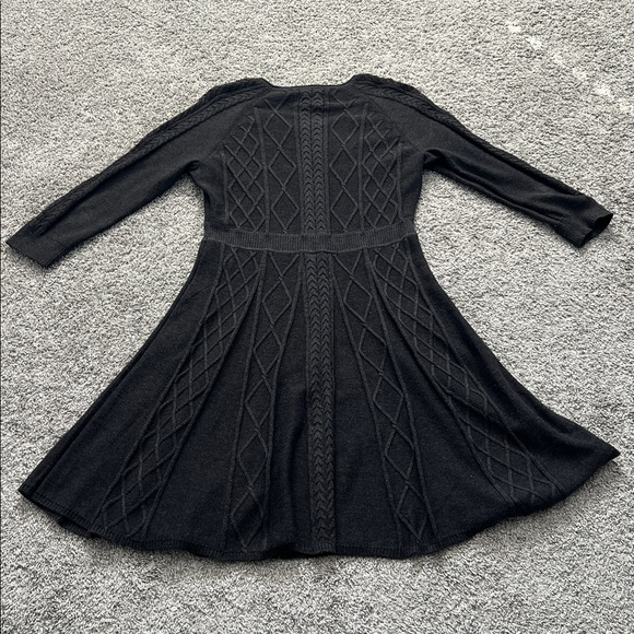 Calvin Klein Women’s Charcoal Gray Long Sleeve Patterned Sweater Dress - Size L - Picture 4 of 10